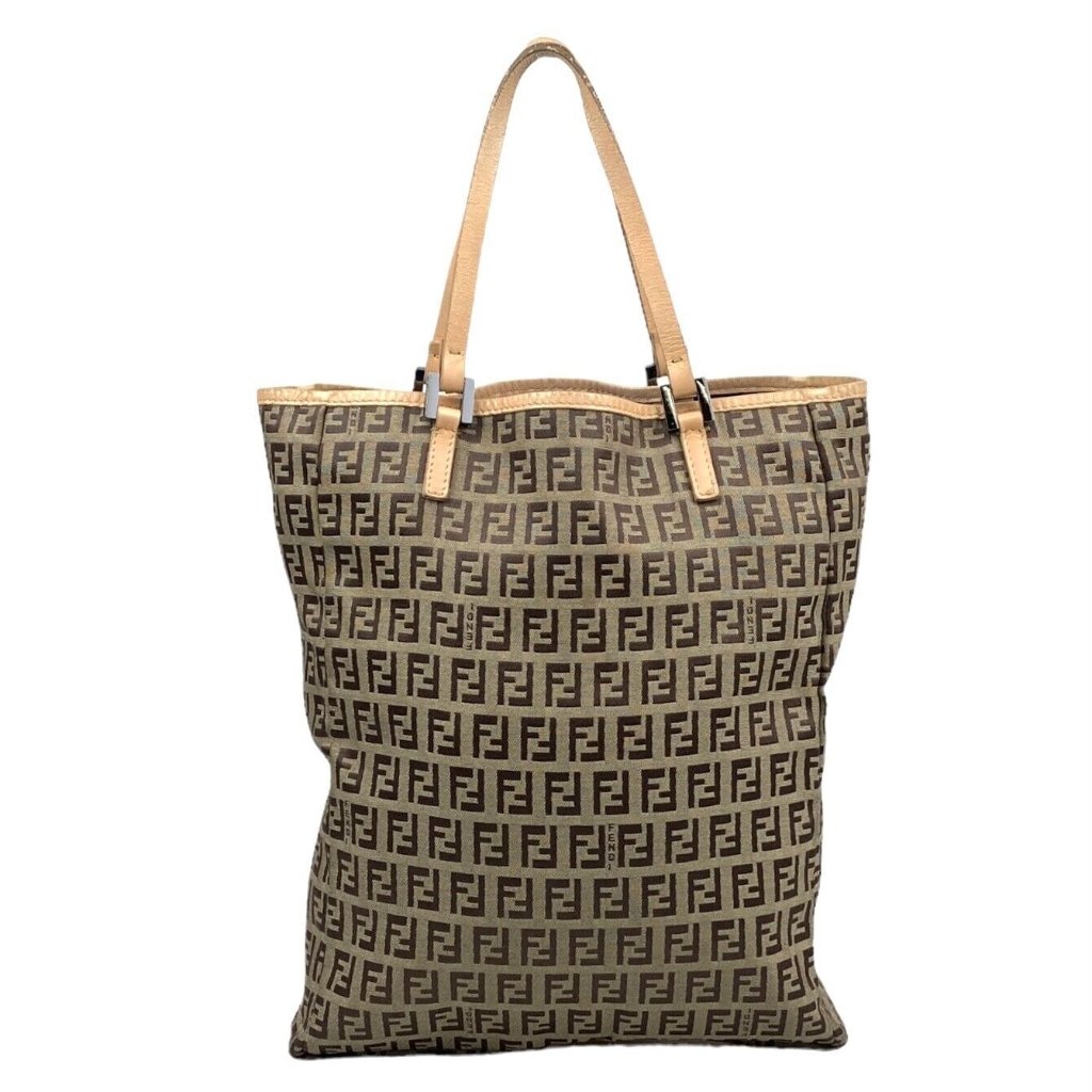 Authentic Fendi Tote Bag Zucca Brown Nylon W Flaws
